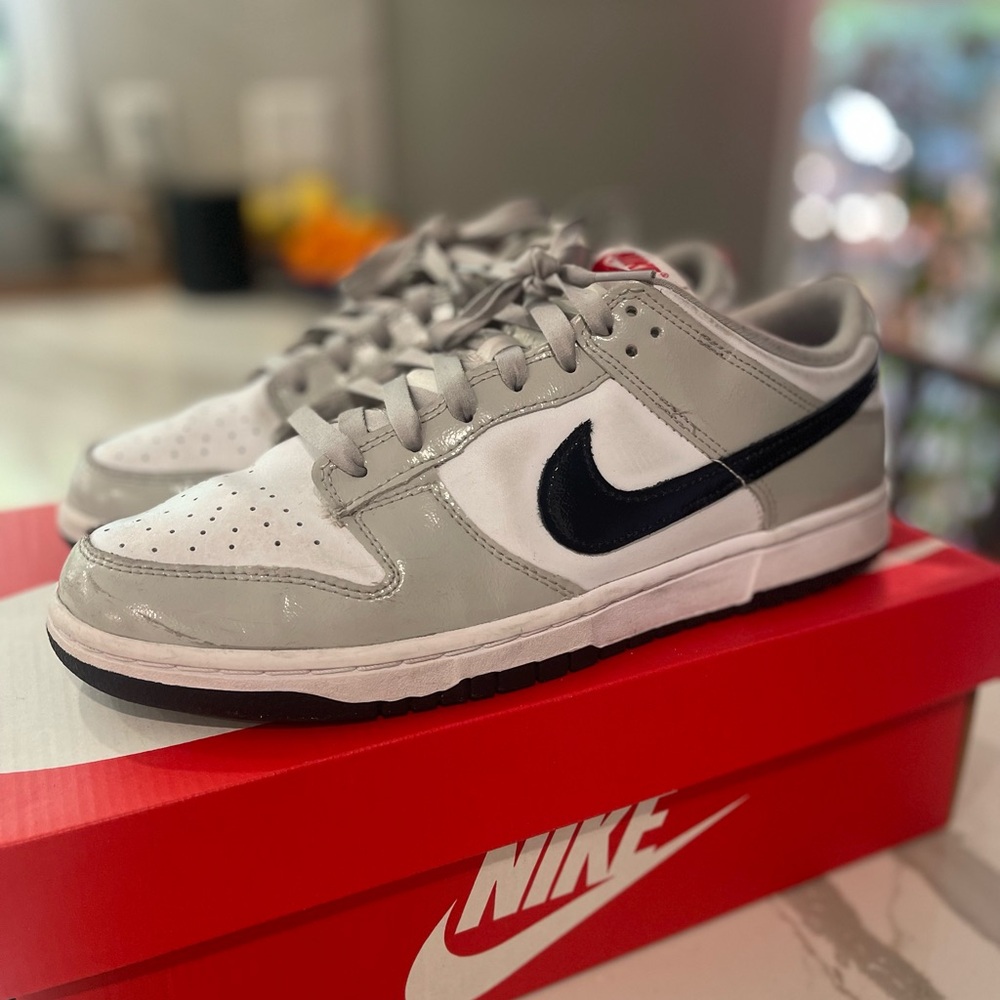 Nike Dunk Low ES Black/White Patent Leather trim Size 10.5 Men or Size 12 Women